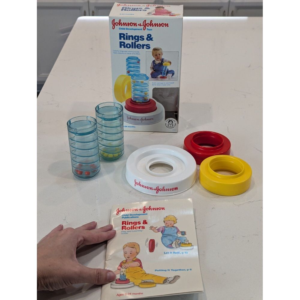 Vintage - Johnson & Johnson - Rings & Rollers Child Toy w/ Box RARE‎